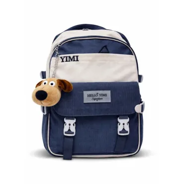 Mochila Juvenil YIMI Hello con Llavero Decorativo y Diseño Bicolor miniatura 2