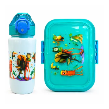 Set de táper infantil con tomatodo 500 ml + lonchera 3 divisiones miniatura 2