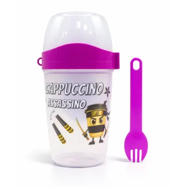 Vaso Yogurero Brainrot con Tapa y Cubierto 2 en 1 para Lonchera
