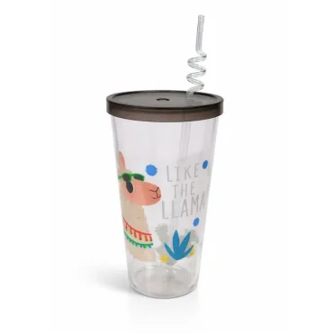 Vasos Llamita 500 ml con Cañita y Tapa para Bebidas Frías