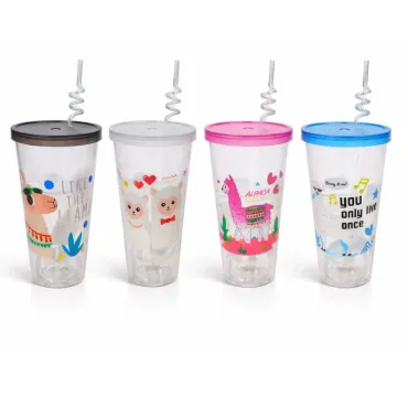 Vasos Llamita 500 ml con Cañita y Tapa para Bebidas Frías miniatura 3