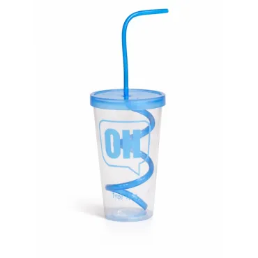 Vaso Acrílico OK HI OMG 500 ml con Tapa y Cañita