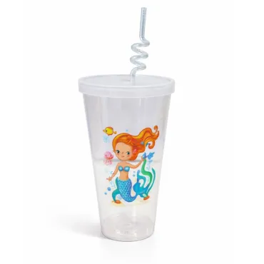 Vasos Sirena 500 ml con Tapa y Cañita para Bebidas Frías miniatura 2