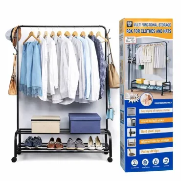COLGADOR DE ROPA (SOPORTE CON ZAPATERA Y GANCHO)