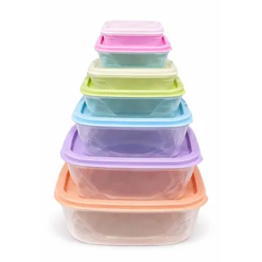 Set de Táperes Plásticos Pastel 7 Piezas con Tapas de Colores miniatura 3