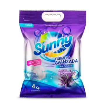 Detergente Sunny 4kg Fórmula Avanzada con Triple Potencia Bio-Activa