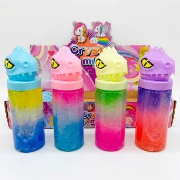 Slime de Dinosaurio Bicolor con Brillo Crystal Mud