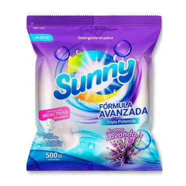 Detergente en Polvo Sunny 500g | Fórmula con Enzimas Bioactivas y Aroma Lavanda/Limón