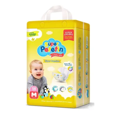 Pañales Super Petetín Súper Premium Talla M - 12 Horas de Protección