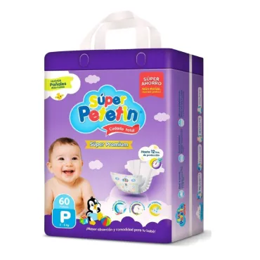 Pañales Súper Petetín Talla P x 60 Unid. - 12 Horas de Protección Seca
