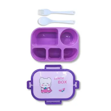Set de Táper Infantil Kawaii con 5 Divisiones y Cubiertos | Loncheras