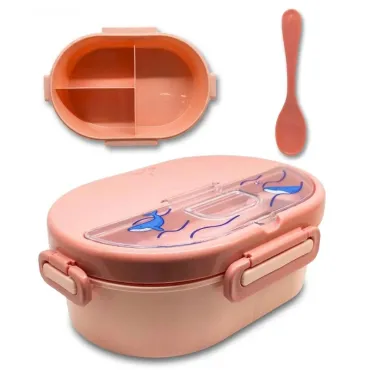 Táper Rectangular Ballena Kawaii | 625ml con 4 Divisiones