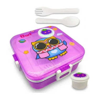 Set de Táper Kawaii 900ml con Cubiertos y Frasco - Lonchera Escolar