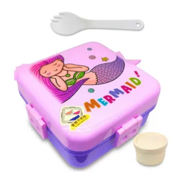 Lonchera Mermaid 1.2L con Cubiertos | Táper Infantil Sirena 3 Divisiones