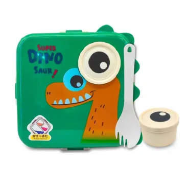 Lonchera Dinosaurio 1.2L para Niños | Táper con 3 Divisiones y Cubierto miniatura 2