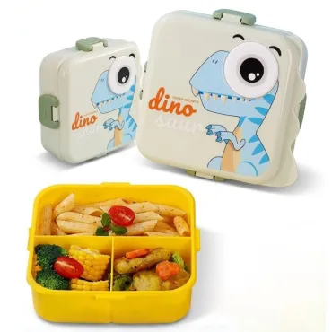 Taper Lonchera Infantil Dino Bean | 3 Divisiones con Cuchara - Dinosaurio miniatura 3