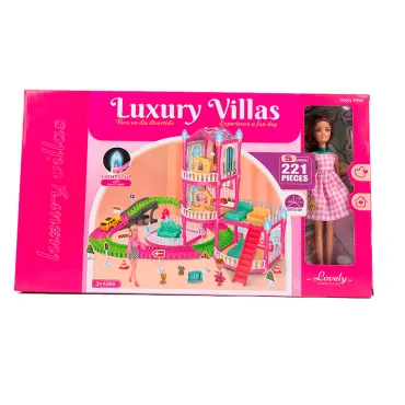 Set Casa de Muñecas Villa Princesa 221 Piezas con Pista y Luz miniatura 2