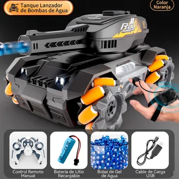 Tanque a Control Remoto 4x4 Lanza Hidrogel Dual con Pulsera