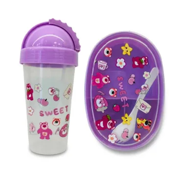 Set de Lonchera y Tomatodo Sweet Kawaii | Táper 3 Divisiones 900ml miniatura 3
