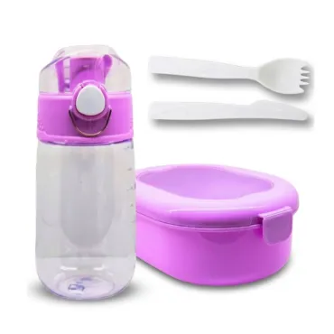 Set de Lonchera 900ml y Tomatodo Perrito Kawaii con Cubiertos
