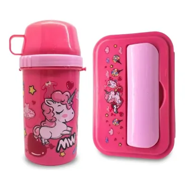 Set de Táper Unicornio 625ml con 3 Divisiones y Tomatodo 400ml miniatura 2